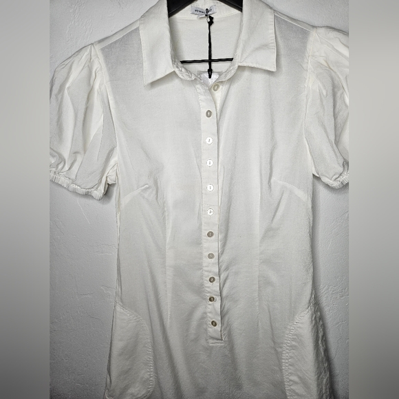 We Wore What Elle Pockets Puff Sleeve Mini Dress in White Size Medium - Picture 7 of 9